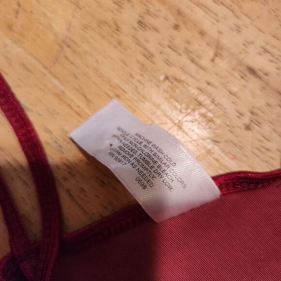 Vintage 90s Victoria's Secret red velvet lace bodice spaghetti strap bodysuit - Picture 4 of 5